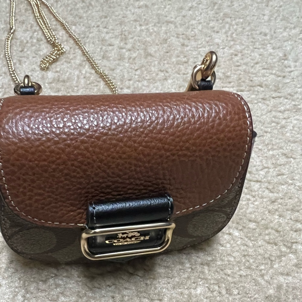 NWT Coach CN379 Croc Leather Morgan Card Case Coin Purse Chain Strap - Signature